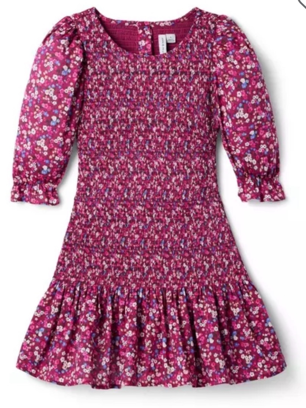 Janie and Jack Magenta Floral Smocked Dress